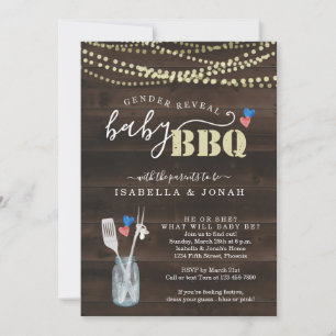 Gender Visa Baby BQ-inbjudan Baby Barbeque Inbjudningar