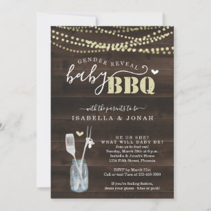 Gender Visa Baby BQ-inbjudan Baby Barbeque Inbjudningar