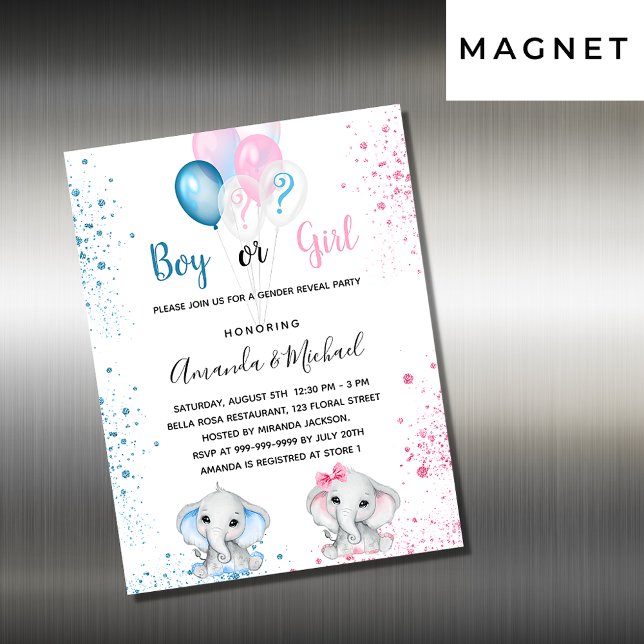 Gender visa baby elephants magnet-inbjudan (Skapare uppladdad)