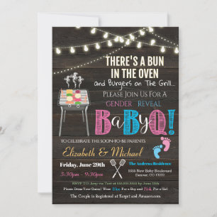 Gender Visa Baby-Q BBQ Picnic-inbjudan Inbjudningar