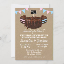 Gender Visa blått eller Rosa Kake Baby Shower Inbjudningar