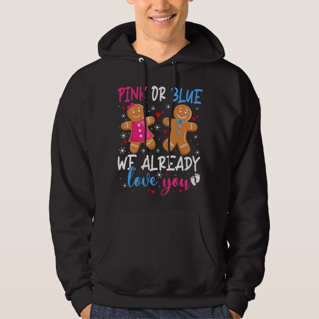 Gender Visa Cute Gingertea Funny Rosa eller Blue Hoodie (Framsida)