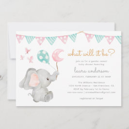 Gender Visa Elephant Baby Shower Inbjudningar