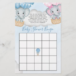 Gender Visa Elephant Balloon Baby Shower Bingo