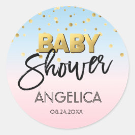 Gender Visa etiketter för Blue Rosa Guld Baby Show