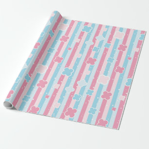 Gender Visa fasad blå Rosa Pastel Baby Shower Presentpapper
