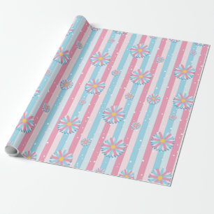 Gender Visa fasad blå Rosa Pastel Baby Shower Presentpapper