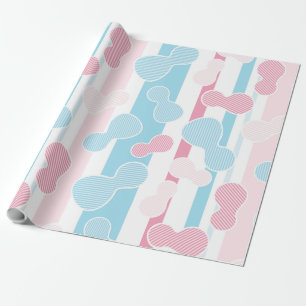 Gender Visa fasad blå Rosa Pastel Baby Shower Presentpapper
