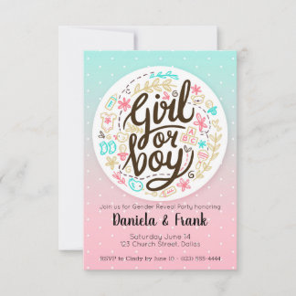 Gender Visa inbjudan Baby Shower Boy eller Girl
