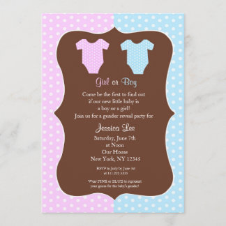 Gender Visa inbjudan till Party Baby Shower