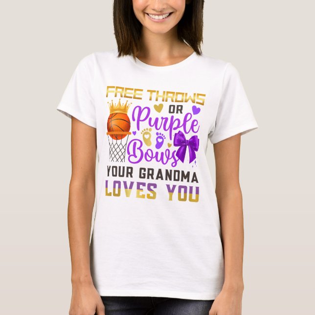 Gender Visa lediga toner eller Lila Bows Grandma T Shirt (Framsida)