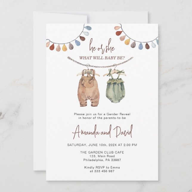 Gender Visa minimalistisk neutralt Baby Spara Datumet (Framsida)