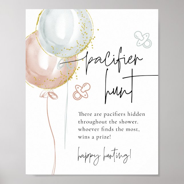 Gender Visa Nappar Hunt Baby Shower-spel Poster (Framsidan)