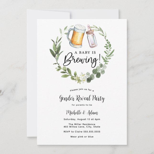 Gender Visa öl och blöjor Inbjudningar (Framsida)