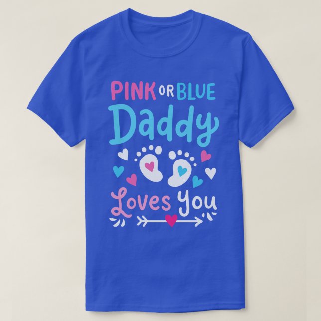 Gender Visa pappa Far Rosa eller Blue T Shirt (Design framsida)