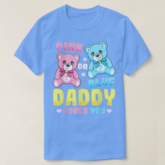Gender Visa pappa Pappa Far Rosa eller Blue T-Shir T Shirt (Design framsida)