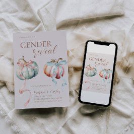Gender Visa Pastel Pumpkins and Bows-inbjudan Inbjudningar