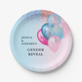 Gender Visa Rosa Blue Balloons Glitter