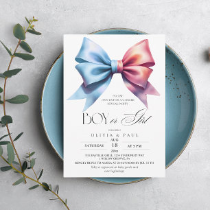 Gender Visa Rosa Blue Bow Baby Shower Party Inbjudningar