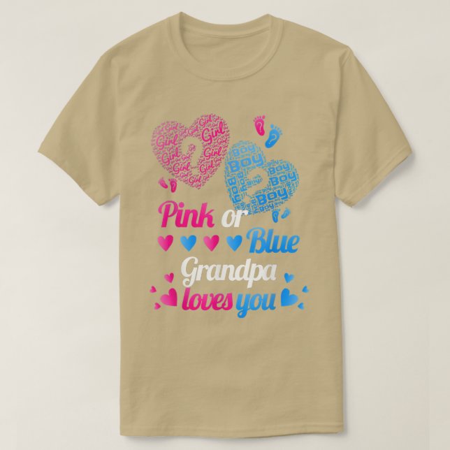 Gender Visa Rosa eller Blue Grandpa Kärlek du T Shirt (Design framsida)