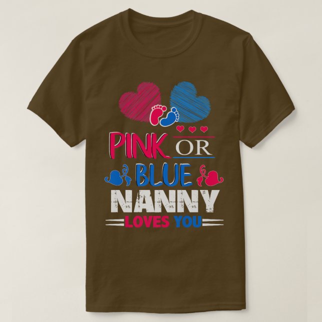 Gender Visa Rosa eller Blue Nanny Grandma Kärlek d T Shirt (Design framsida)