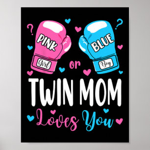 Gender Visa Rosa eller Blue Twin Mamma Kärlek du B Poster
