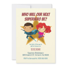 Gender Visa superhjälte Cute Blue Rosa Gult