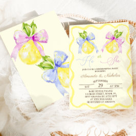 Gender visar att han eller hon Rosa Blue Bow Lemon Inbjudningar