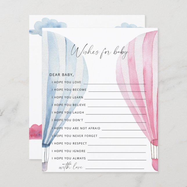 Gender visar ballonger | önskemål för baby (Fram/baksida)