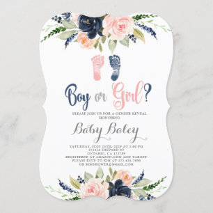 Gender visar dusch av baby fotavtryck inbjudningar