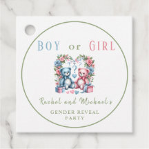 Gender visar Nalle blått rosa vid babydusch
