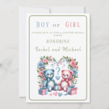 Gender visar Nalle blått rosa vid babydusch