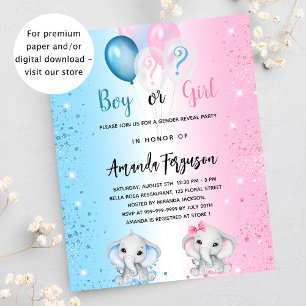 Gender visar party blå rosa-budgetinbjudan