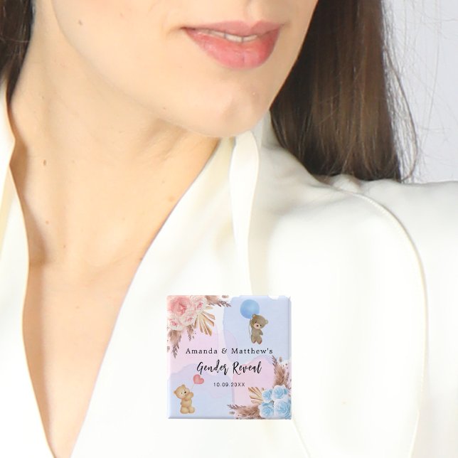 Gender visar party pampas nalle rosa blue knapp (Skapare uppladdad)
