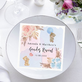 Gender visar party pampas nalle rosa blue pappersservett