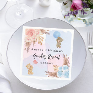 Gender visar party pampas nalle rosa blue pappersservett