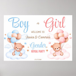Gender visar party välkomsttecken nallar poster