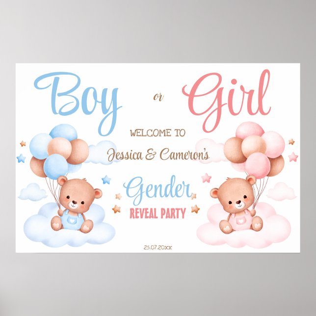 Gender visar party välkomsttecken nallar poster (Framsidan)