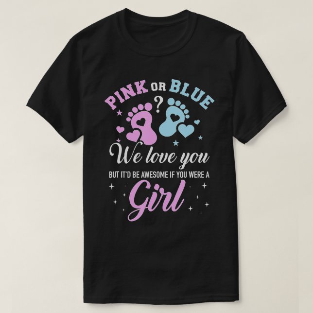 Gender visar rosa eller blå kärlek du men fantasti t shirt (Design framsida)