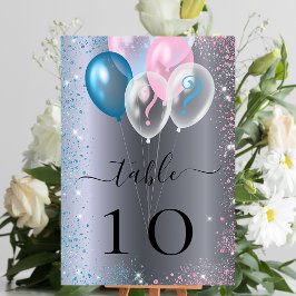 Gender visar silver rosa blue bordsnummer