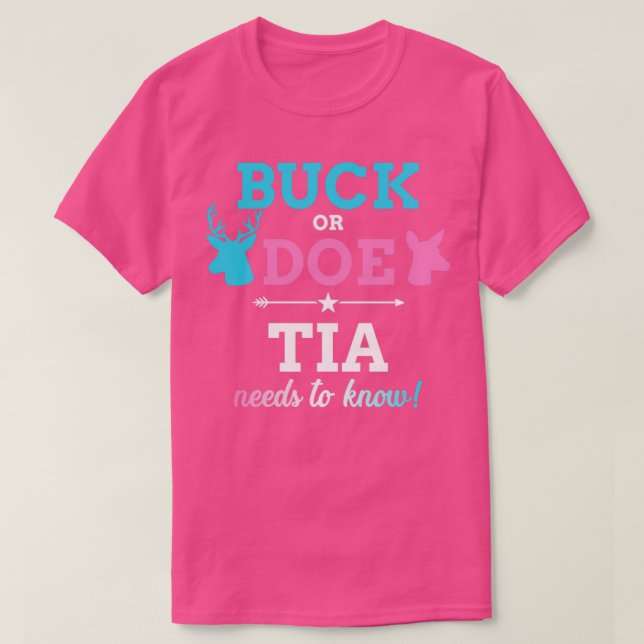 Gender visar upp en buck eller doe-tia som matchar t shirt (Design framsida)