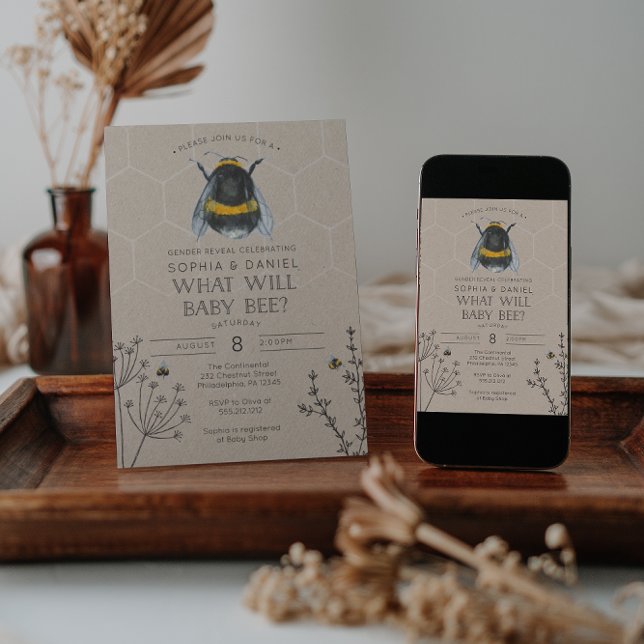 Gender visar vad som kommer att hända med Baby Bee Inbjudningar (Skapare uppladdad)