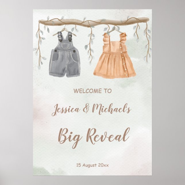 Gender visar välkomstskylt för party babydusch poster (Framsidan)