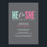 Gender-visning | Grått Party Inbjudan<br><div class="desc">Klicka på butikslänken om du vill ha fler inbjudningar till babyduschen</div>