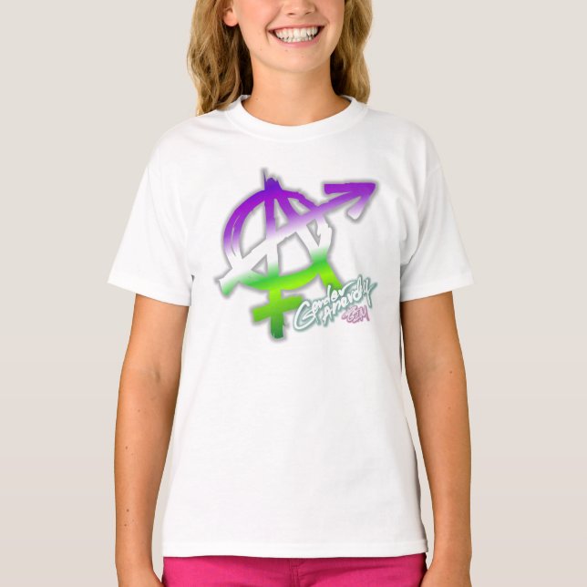 Genderanarki (bekläda trycket) - Genderqueer Tee (Framsida)