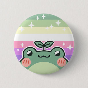 Genderfae LGBT Pride Flagga Frog Knapp