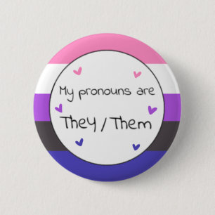 Genderfluid De/De Pronoun Pin Knapp