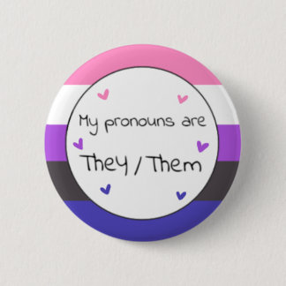 Genderfluid De/De Pronoun Pin Knapp