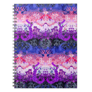 Genderfluid Dragon Damask - Flagga för Pride av kö Anteckningsbok