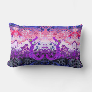 Genderfluid Dragon Damask - Flagga för Pride av kö Lumbarkudde